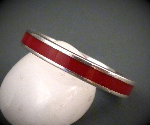 Emaille rot silberring - emaille,