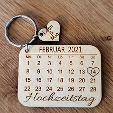 Schlüsselanhänger Kalender Holz Wunschgravur Name Anhänger Valentinstag Hochzeit