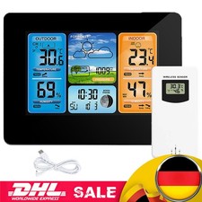 Wetterstation Funk Mit Farbdisplay Thermometer Innen-Außensensor Digitale Wecker