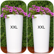 Blumenkübel weiß Rund Hochglanz Blumentopf Pflanzkübel SET 2x XXL (H:75cm)