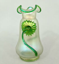 (L0408) Jugendstil Glas Vase, Kralik oder Umfeld, grünes Glas, um 1900, H=18cm