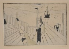 Otto Eglau / handsigniert/ Radierung /Am Landungssteg - Sylt / 1951/50 Exemplare