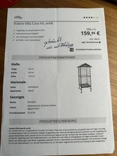 Vogel Voliere 60 Lx60 Bx170 H cm, dunkelgrau Metall,Montana,sehr guter Zustand