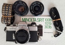 Vintage! Minolta SRT 101b mit 2 MC Roccor Objektiven und Metz Mecablitz 36 CT-3