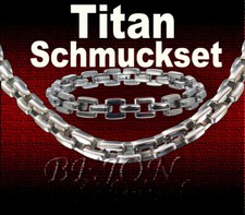 *NEU* TITAN MASSIV SCHMUCKSET HALSKETTE KETTE 60cm ARMBAND ARMREIF 23,0cm