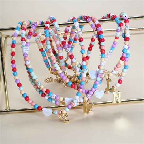 Farbe perlen initialen choker - farbe,