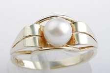 Perlen Ring 585 14K Gelb Gold