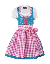 Kinderdirndl Luna Mädchen Dirndl türkis pink mit Bluse