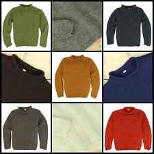 Handgestrickt Wolle Pullover Rundhals Einfarbig Kuschelig Strick Artisan Unisex