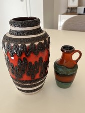 2 alte Vasen 1x Fat Lava Scheurich 549-21 u. 1 Mini Vase Vintage Pottery Keramik