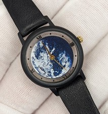 Vintage sehr seltene Lacher Weltkugel Erde Damen Armbanduhr mit Glasboden