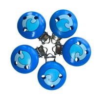 5x Schnullerketten Clip aus Holz Blau Welle DIN EN 71-3 Bastelmaterial Baby