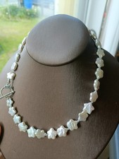 Unikate Barocke Perlenkette ,Weiße Handgefertigte Sternform, OT-VERSCHLUSS 42cm