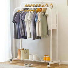 Kleiderständer auf Rollen Garderobenständer Metall Ablage weiß Kleiderstangen DE