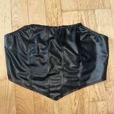 Lack Top Pu bauchfrei Oberteil sexy Neu Gr. M Stretch Rave Crop Festival Korsett