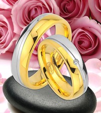 2 Trauringe Eheringe Partnerringe mit Stein GRAVUR GRATIS  JE46-1