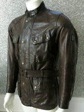 Belstaff Trialmaster Panther Gold Label Perforated Leather - Brown - Size IT46/M