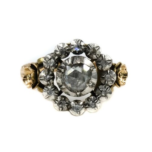 Ring mit diamantrosen - diamantrosen, ca.