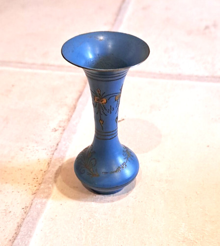 Messingvase indien blau - -,