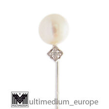 585 Weißgold Krawatten Nadel Perle Diamant 14ct gold tie pin dimond pearl