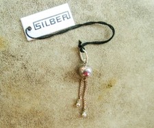 zierlicher Kettenanhänger ~Kugel mit 2 Hängekettchen; 1970/1980er-J., ungetragen