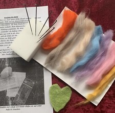 Filzwolle Startset mit Anleitung 5x Nadeln Stechmatte Wollmix Filzen