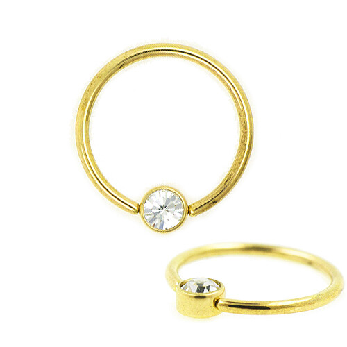 Gold piercing ring flatback - ring,