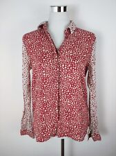 Object Bluse Damen Gr. 36/38 Punkten Rot Weiß Leicht Langarm Drapiert