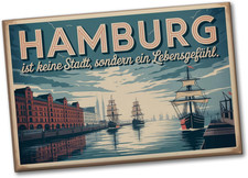 Hamburg Souvenir Magnet Kühlschrank Deko Spruch Geschenk Stadt Lebensgefühl