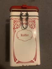Blechdose eckig Kaffeedose rot weiß Bügelverschluß Tchibo ca. 18x10cm Dose Retro