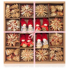 56-teiliges Strohsterne Set - Christbaum-Schmuck - kleine Stroh-Anhänger