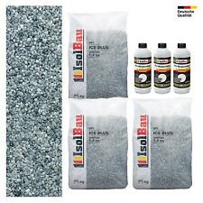 Steinteppich SET Ice Blue 1-4mm Marmorkies 75kg + PU-Bindemittel Set für 7,5m²