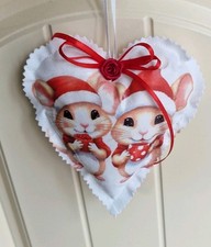 1 Herz, Stoff Herz, Anhänger, Fensterdeko, Weihnachten, Rehe 