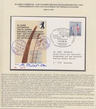 Berlin - 40 Jahre Luftbrücke - 1989 Karte befördert mit Luftschiff "Bodensee II"