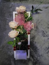 Deko Geld Geschenk Weihnachten Hochzeit Truhe Rosen auf Holzbrett 12x35 cm neu
