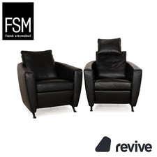 FSM Sesam Leder Sessel Garnitur Schwarz manuelle Relaxfunktion