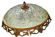 Jugendstil / Art Deco Einbauleuchte aus Eisglas& Messing Kaiser