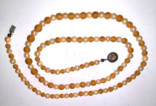 Perlenkette mit gelber Koralle silbernem Verschluss Sterling-Punze 835 ca. 80 cm