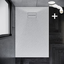 Duschwanne SMC Duschtasse 120x90cm Rechteckig Weiß Rutschfest mit Ablaufgarnitur