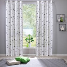 Heimtexland Vorhang Sterne natur grau Kinderzimmer Gardine Fenster Deko Typ897