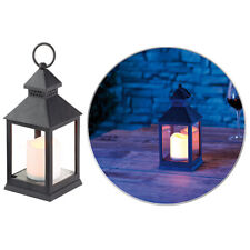 Lunartec Laterne mit flackernder LED-Kerze und Timer, Batteriebetrieb, schwarz