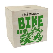 Bike Bank Spardose aus Holz in