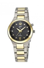ETT ELT-11470-24M Everest Funkuhr Solar Damen Uhr Zirkonia Titanium Silber Gold