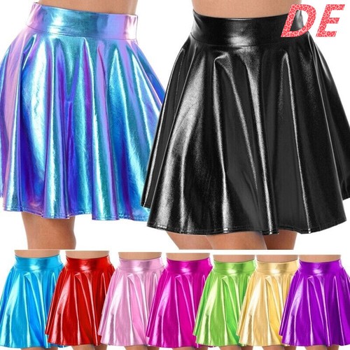 Damen metallic skater röcke - skater,