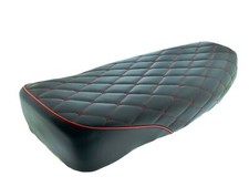 Sitzbank für Simson S50 S51E, ROT Quer Raute gesteppt mit Keder