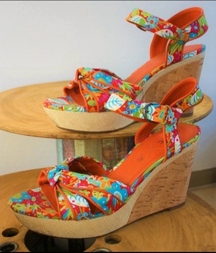 Bunte keilsandaletten mit - keilsandaletten,