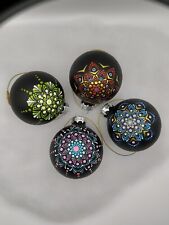 4 Glas Weihnachtskugeln Handbemalt