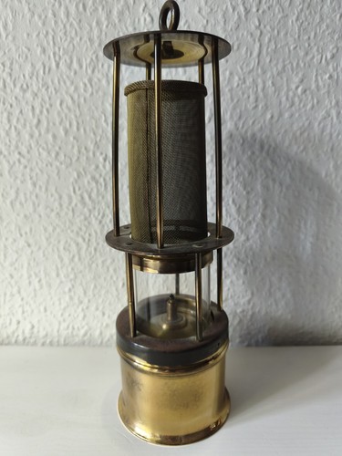 Alte grubenlampe messing 27cm - alte,