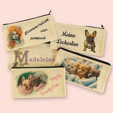 Leinen Beutel Make-Up Tasche Leckerlis Stiftemäppchen personalisierbar Foto