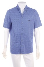 CLAUDIO CAMPIONE Kurzarm-Hemd Print L Blau-Töne hellbraun